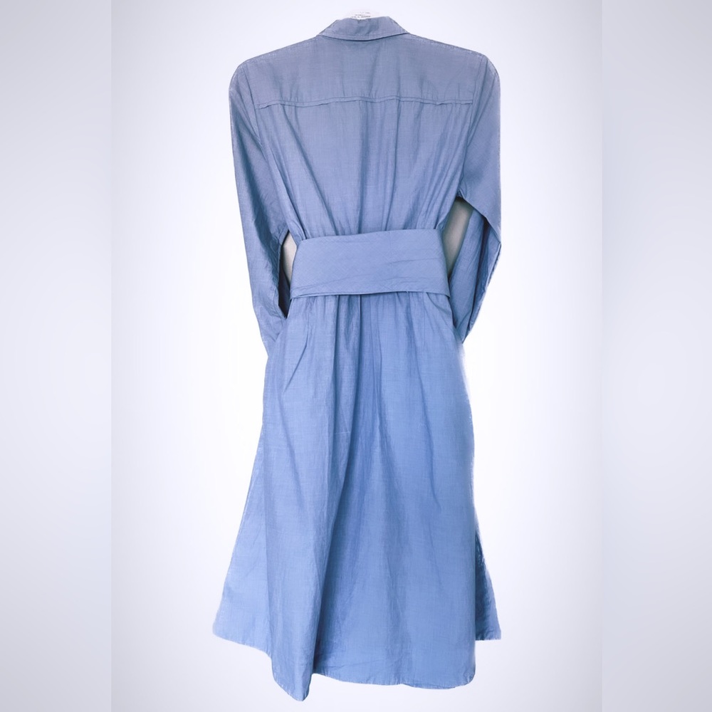 Classic cotton tie-waist shirtdress w/POCKETS. Size 14 (fits small) - Picture 3 of 11